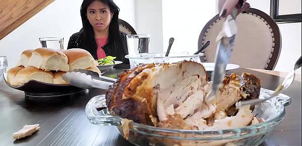 Asian teen dauther Ember Snow finally met her new foster parents Summer Hart and Will Tile. She made a mistake and punished with a family 3some sex.